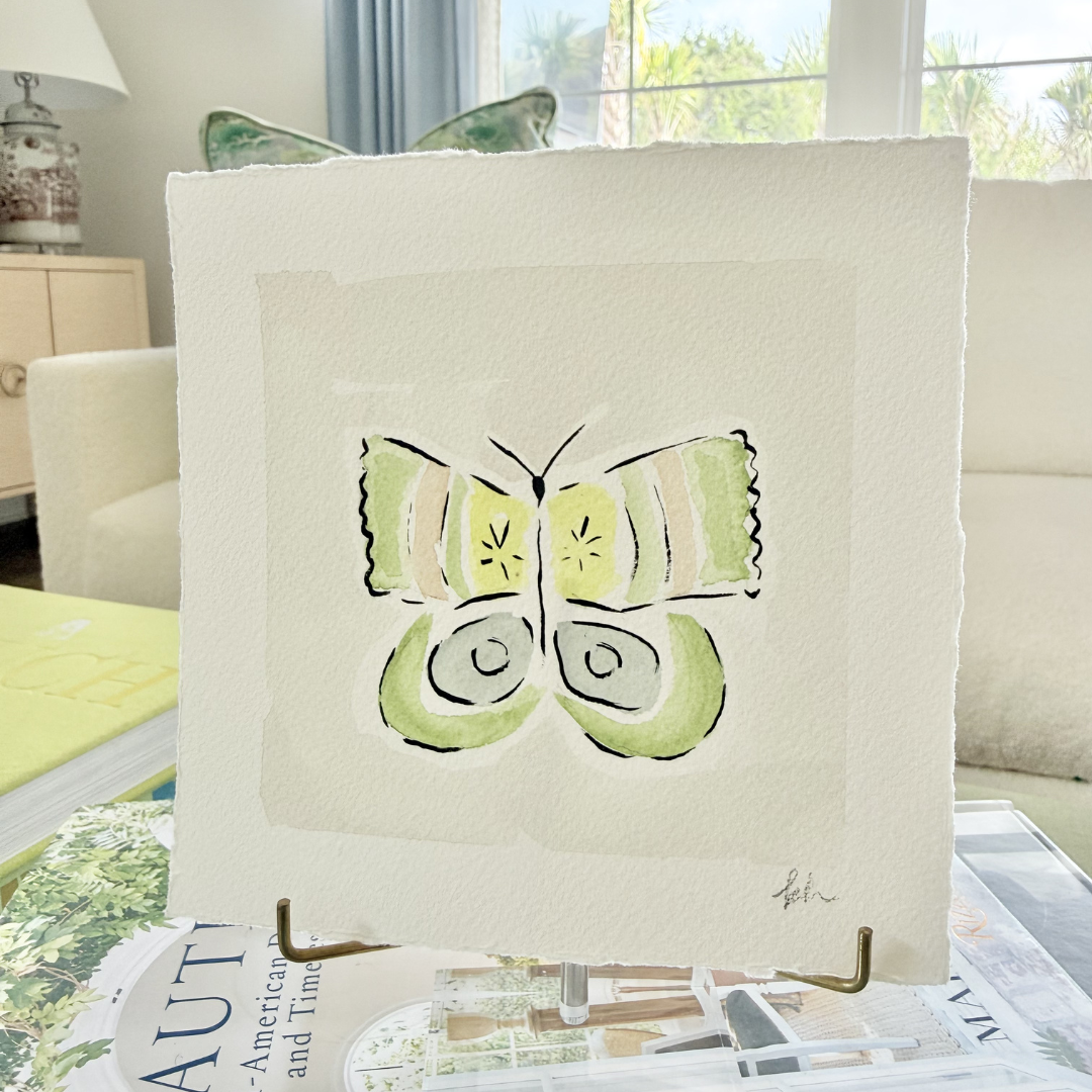 Original watercolor and gouache butterfly painting, Flutter Study VII, on archival paper