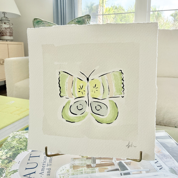 Original watercolor and gouache butterfly painting, Flutter Study VII, on archival paper