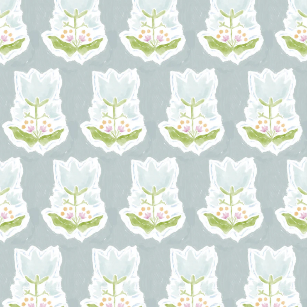 "Penelope" Print Wallpaper in Cadet Blue