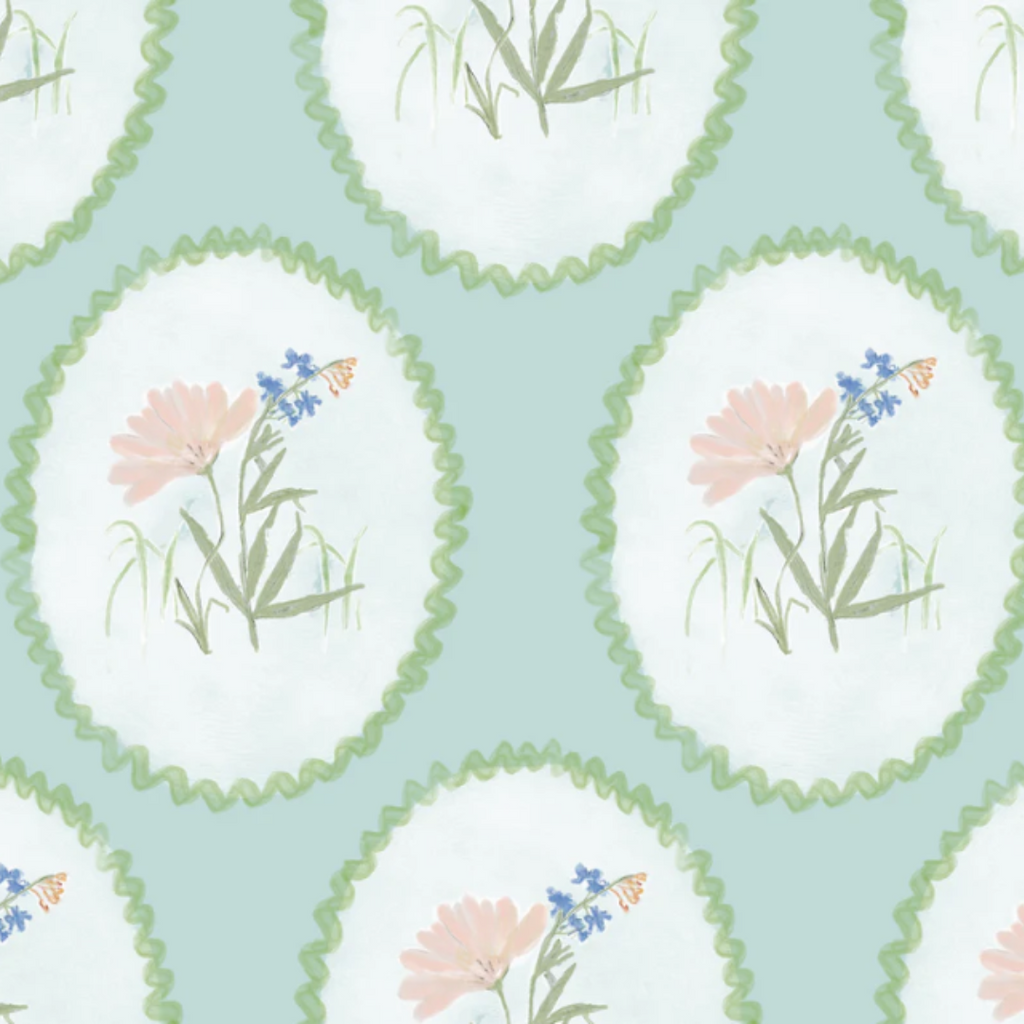 "Rosie" Print Wallpaper in Mint