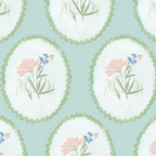 "Rosie" Print Wallpaper in Mint
