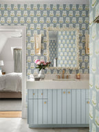 "Penelope" Print Wallpaper in Cadet Blue