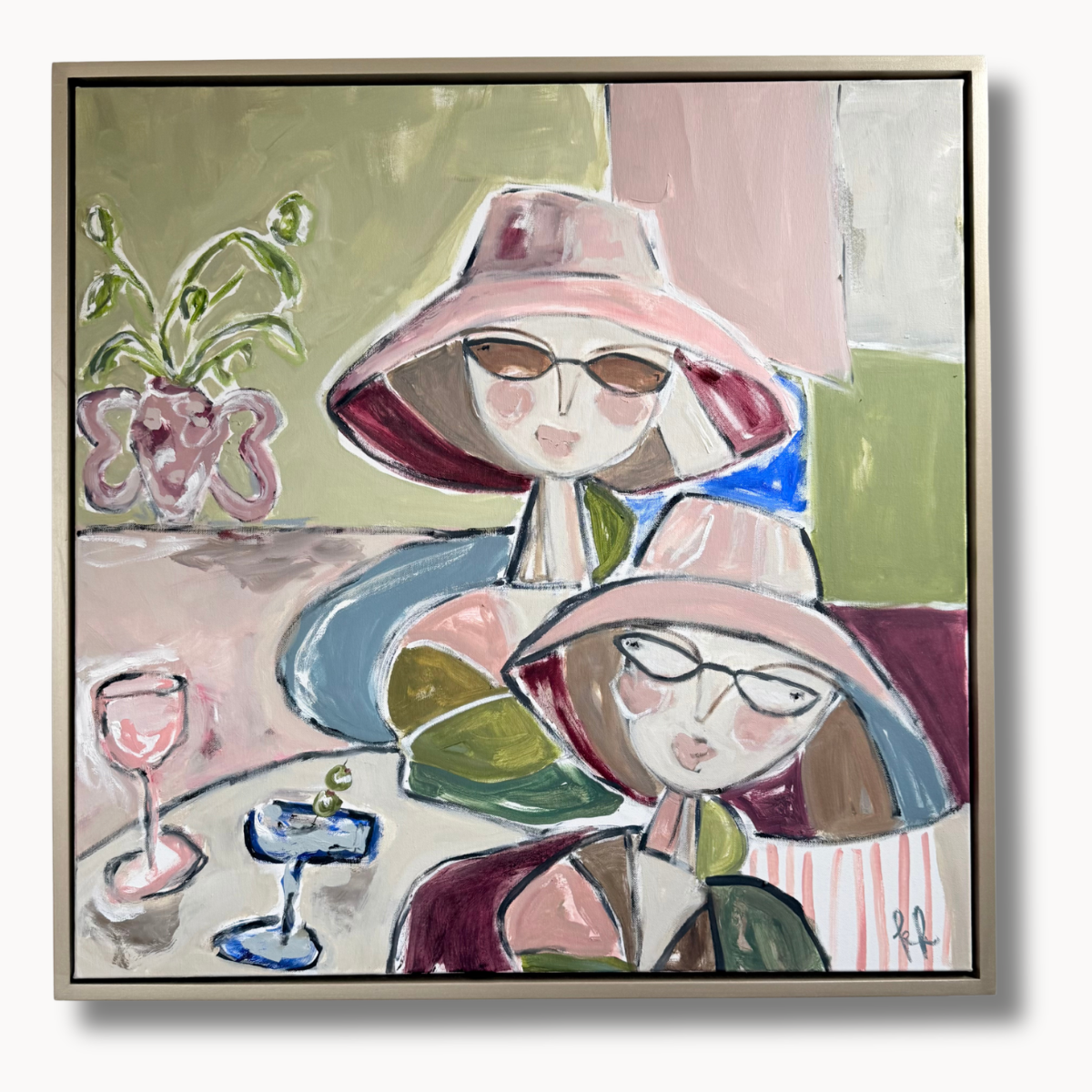 Cocktails and Confidantes - 30" x 30"