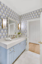 "Penelope" Print Wallpaper in Cadet Blue