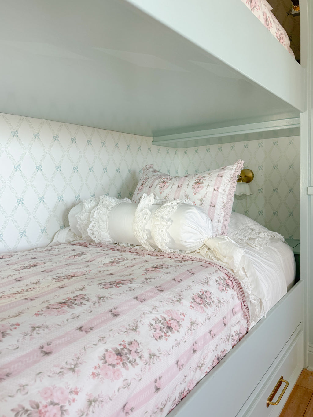 "Poppy" Print Wallpaper in Blue & Green