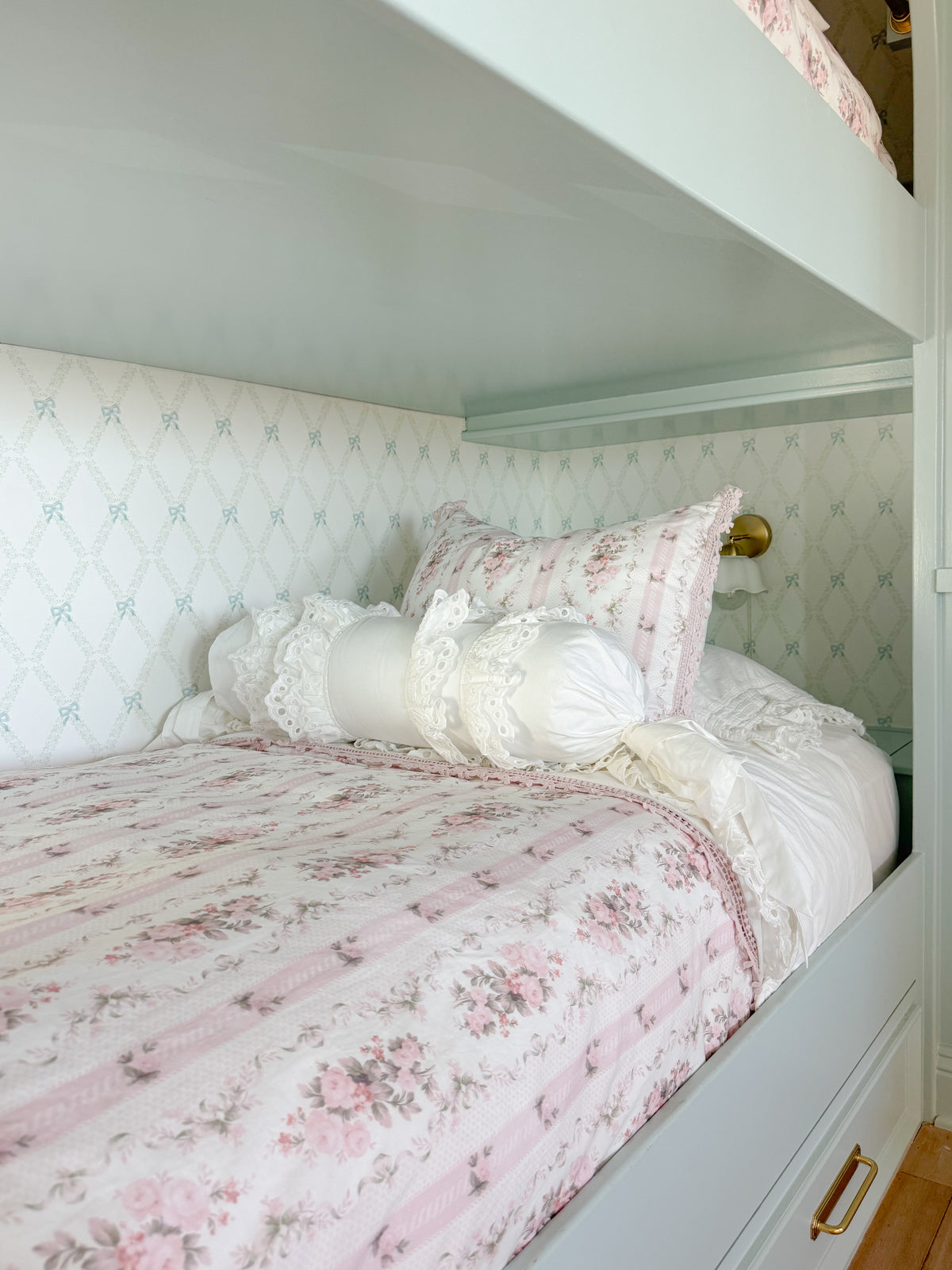 "Poppy" Print Wallpaper in Blue & Green