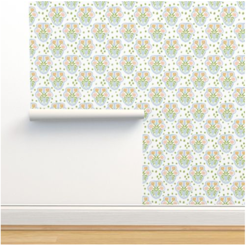 "Olivia" Print Wallpaper in Chartreuse