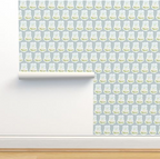 "Penelope" Print Wallpaper in Cadet Blue