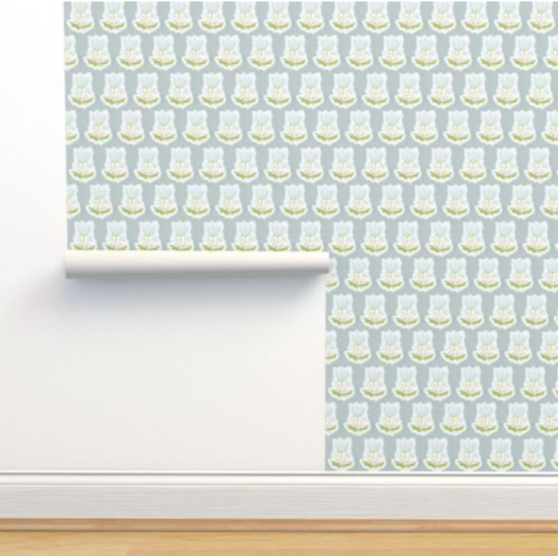"Penelope" Print Wallpaper in Cadet Blue