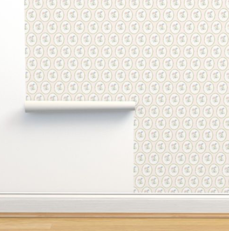 "Rosie" Print Wallpaper in Pink
