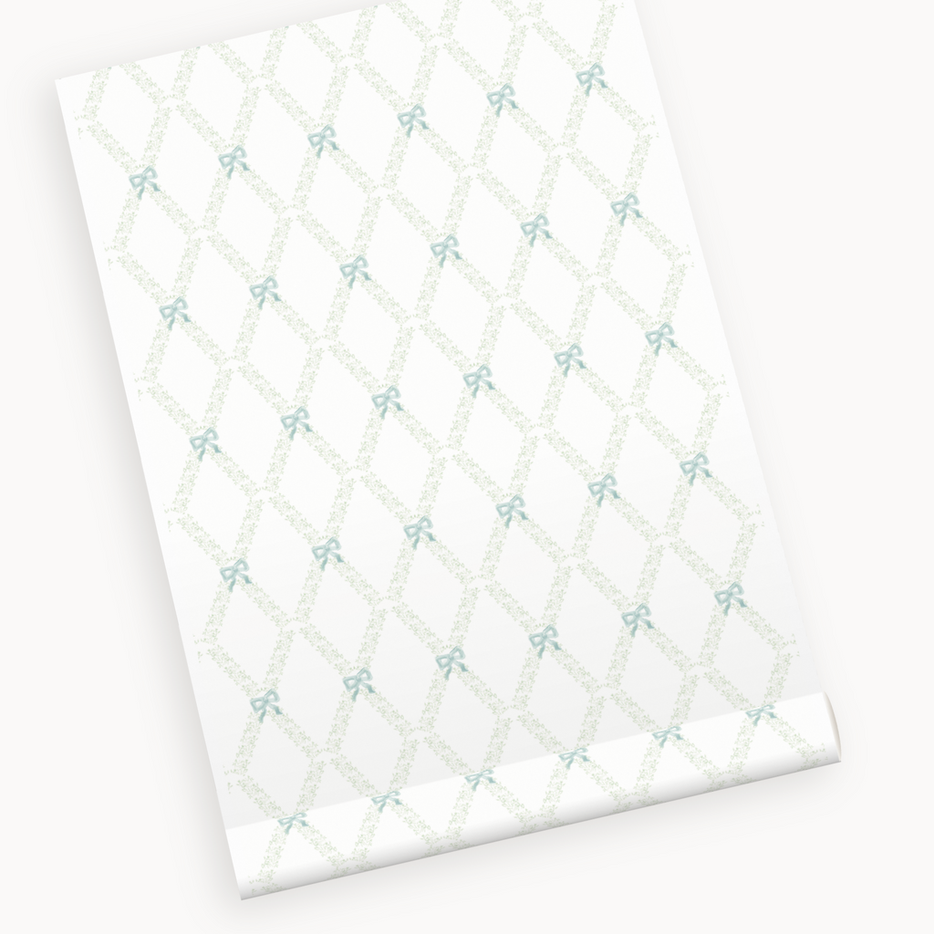 "Poppy" Print Wallpaper in Blue & Green