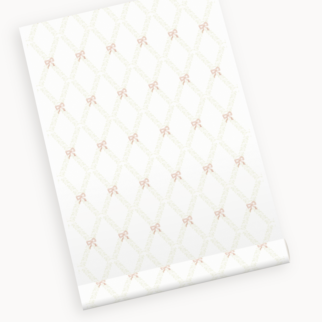 "Poppy" Print Wallpaper in Pink & White