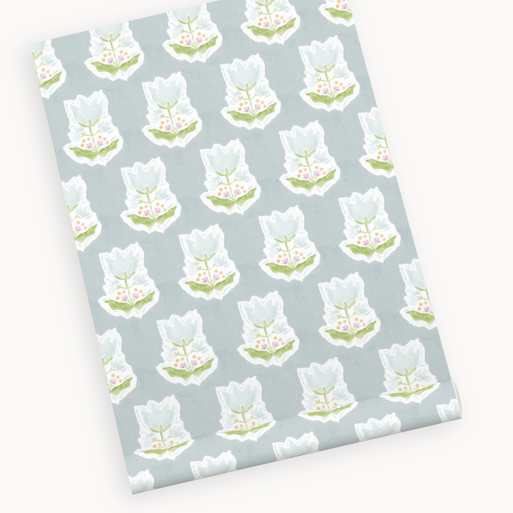 "Penelope" Print Wallpaper in Cadet Blue