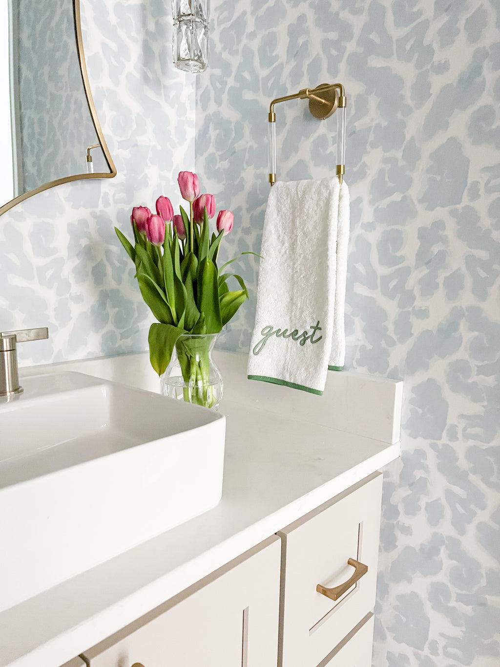 "Olive" Print Wallpaper in Blue